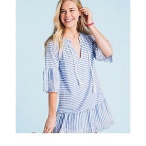 Vineyard Vines Blue And White Striped Eyelet Dress